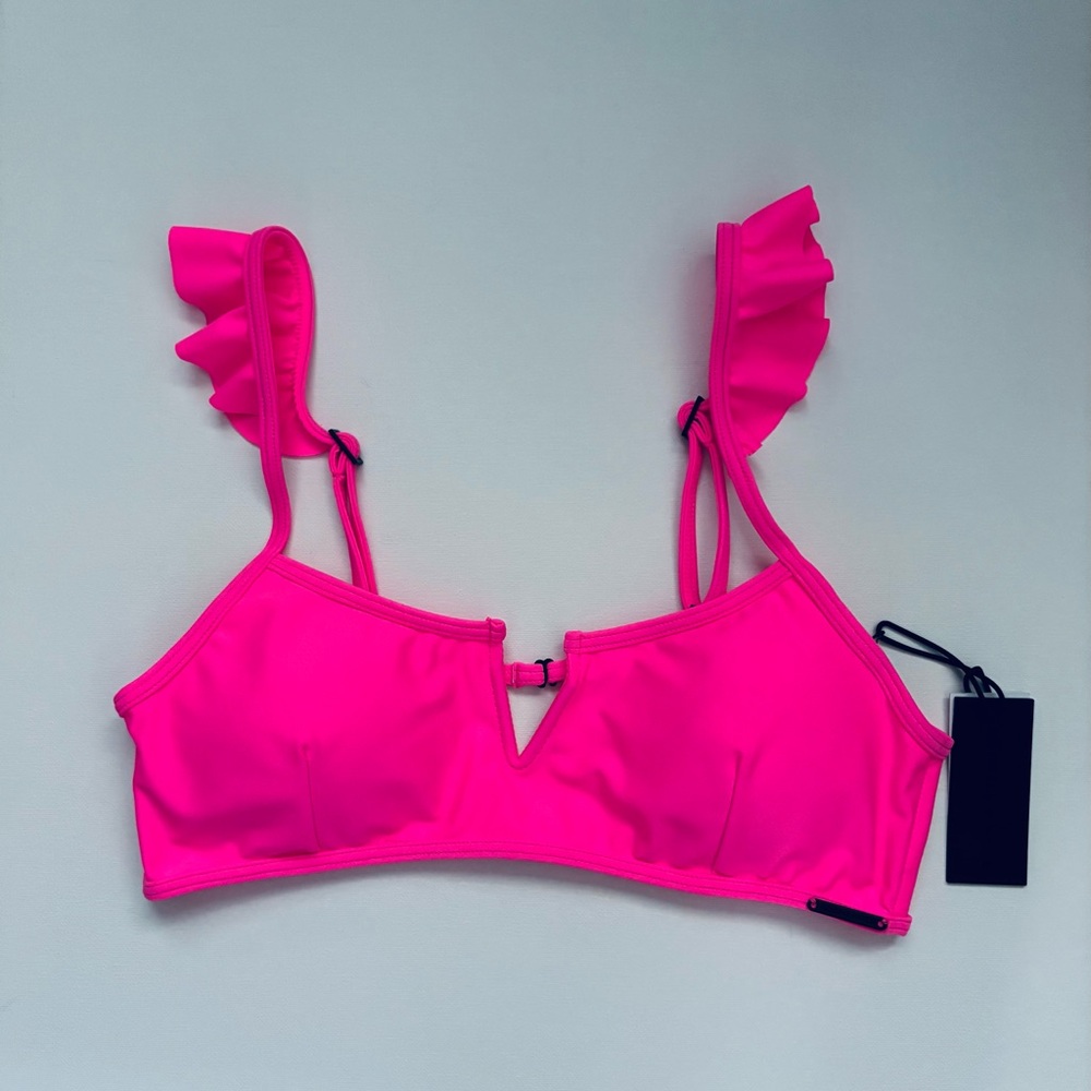 KENDALL + KYLIE | Barbie Ruffle Top Swimwear Neon Pink